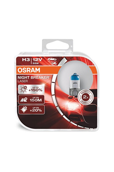 Osram Ampul Night Breaker Laser H3 12V 55W%150'Ye Kadar Fazla Işık 150M'Ye Ka...