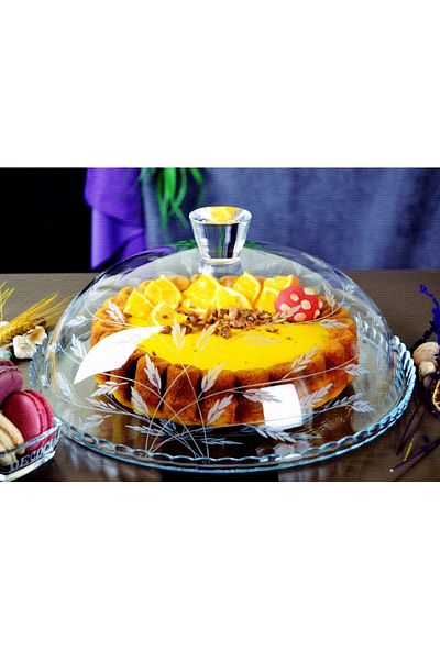 DECOCIA Glass Lid Cake Dome with Shoot Pattern