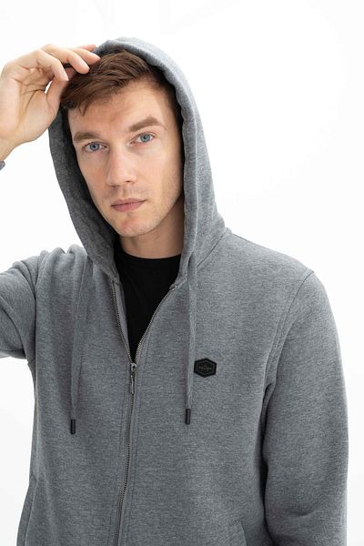 Arma Men's Large Size 3 Thread Hooded Sweatshirt - Full Zip Pocket K 26324801101