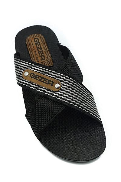 GEZER Ανδρικές παντόφλες με ριγέ σχοινί Street Summer Black