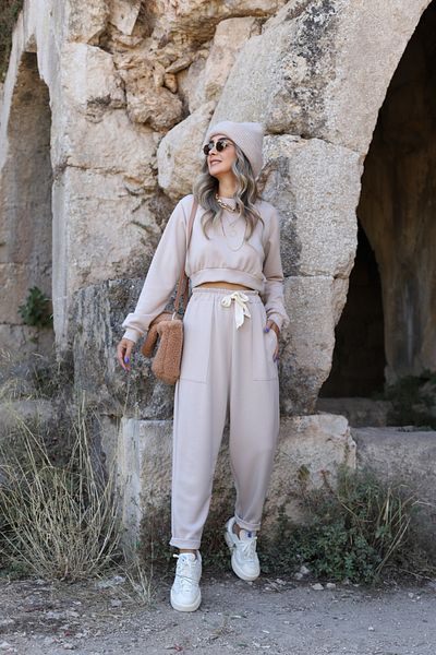 bytugcekaya Μπεζ Modal Fabric - Σετ κοπής κάτω Shalwar