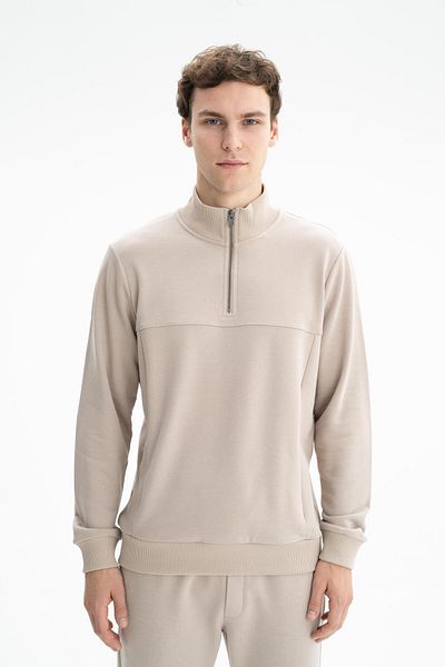 Arma Ανδρικό φούτερ Şarka Beige Regular Fit Stand γιακά με μισό φερμουάρ K 26404626301