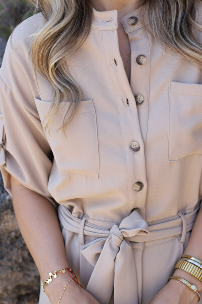 bytugcekaya Orjin Mink Judge Collar Pocket Jumpsuit