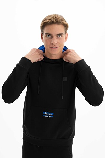 Arma Ανδρικό φούτερ με τσέπη καγκουρό με μαύρη λεπτή εφαρμογή K 26254987701