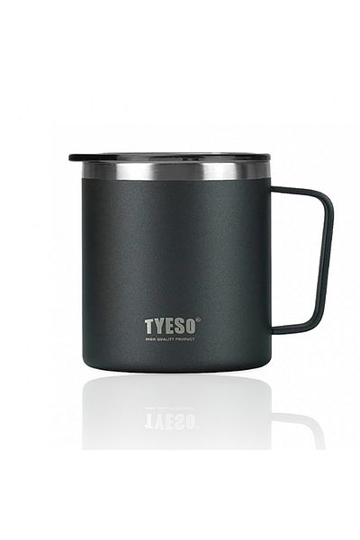 Tyeso Silviya Mug Vakumlu Paslanmaz Çift Duvarlı Termal Kapaklı 400ml Siyah