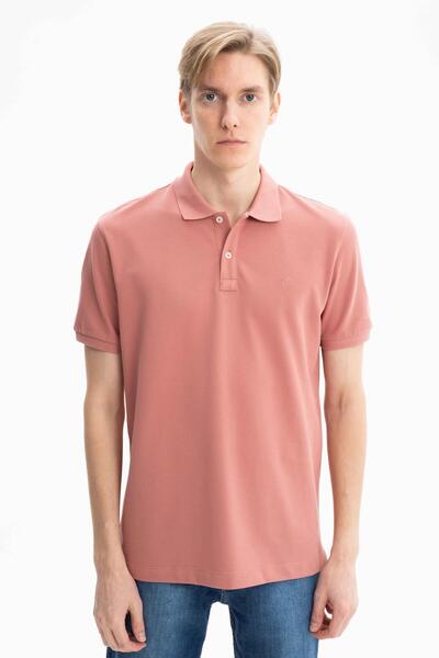 Arma Ανδρικό μπλουζάκι με ροζ πλεκτό πικέ με κανονική εφαρμογή με λαιμόκοψη Y...