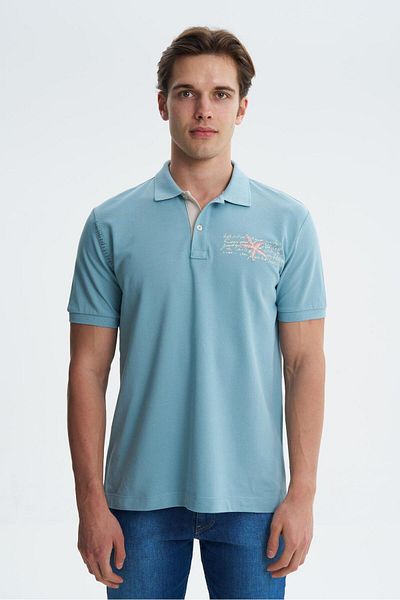 Arma Tricou albastru pentru bărbați, 100% bumbac, cu gât polo, Y 27374353501