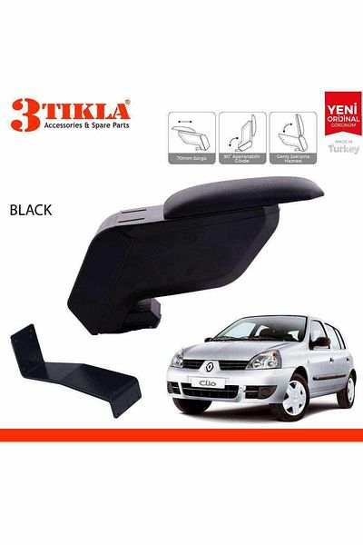 3 Tıkla Renault Clio Hb 1998-2005 Black Armrest Armrest with No-Punching Steel Foot