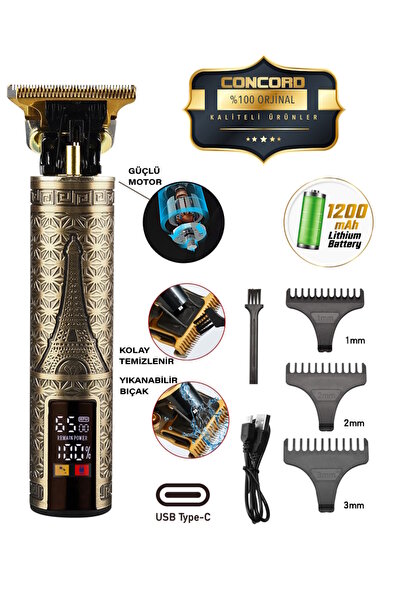 Concord Şarjlı Tıraş Makinesi Saç Sakal Lazer Epilasyon Öncesi Kol Bacak Yana...
