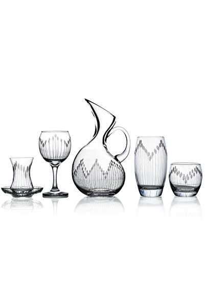 DECOCIA Pudgy 61 Parça Bardak Çeyiz Seti Ördek Karaflı Vega Desenli