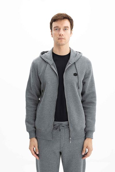 Arma Men's Large Size 3 Thread Hooded Sweatshirt - Full Zip Pocket K 26324801101
