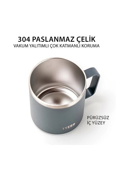 Tyeso Silviya Mug Vakumlu Paslanmaz Çift Duvarlı Termal Kapaklı 400ml Yeşil