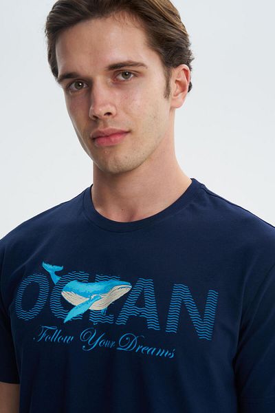 Arma Ανδρικό μπλουζάκι Navy Blue Regular Fit χτενισμένο βαμβακερό μονό ζέρσεϊ 100% βαμβακερό λαιμόκοψη