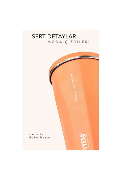 Tyeso Crush Tumbler Vakumlu Paslanmaz Çelik Termos 600 ml Turuncu