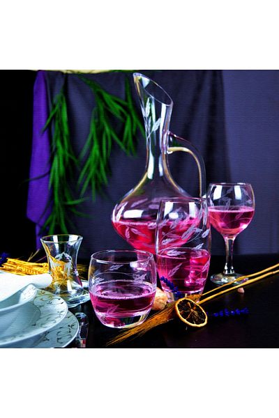 DECOCIA Pudgy 61-Piece Set of Glasses - Dowry with Bosnian Side and Exile Pattern