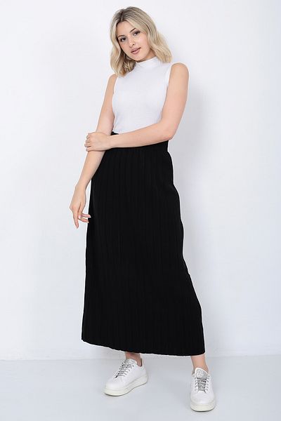 LUGMO Γυναικεία Πλεκτή Φούστα Oversize Μαύρη