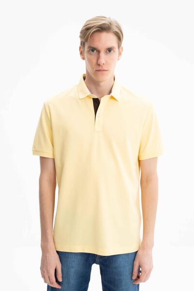 Arma Ανδρικό μπλουζάκι με κίτρινο κανονικό γιακά πόλο Y 27374353301