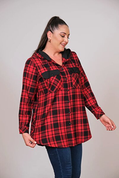 Lady Majestic BÜYÜK BEDEN KAPUŞONLU KADIN GÖMLEK