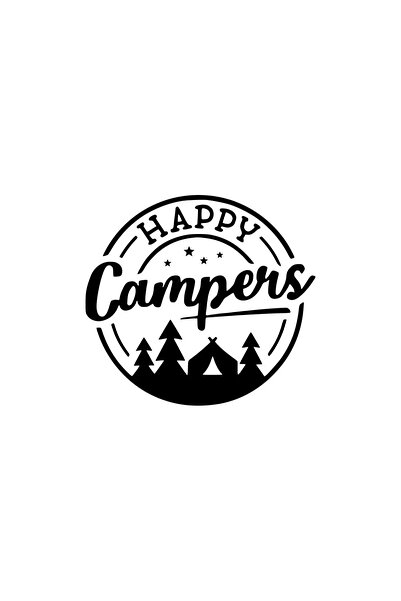 Generic Brand ملصق جديد مخصص باللغة الإنجليزية Happy Campers Auto باللون الأس...