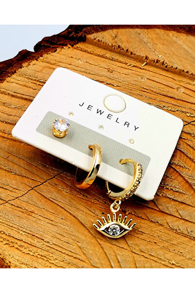 Monalisa Home مجموعة أقراط فاخرة ثلاثية من حجر الزركون مقاومة للتشويه