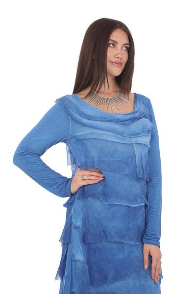 Bohem Stil Mărimea 2 Rochie de mătase spălată cu aspect subțire - Mânecă lungă stratificată