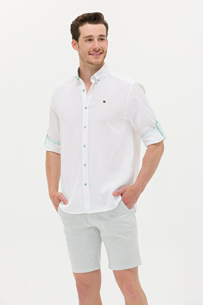 U.S. Polo Assn. Λευκό μακρυμάνικο ανδρικό πουκάμισο - 50264282 -VR090