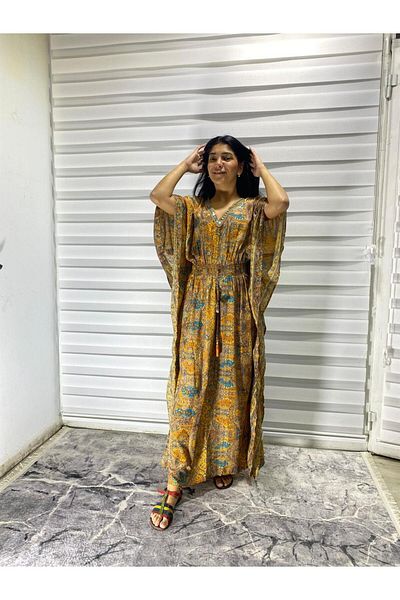 Bohem Stil Rochie cool cu ​​mânecă liliac din mătase indiană