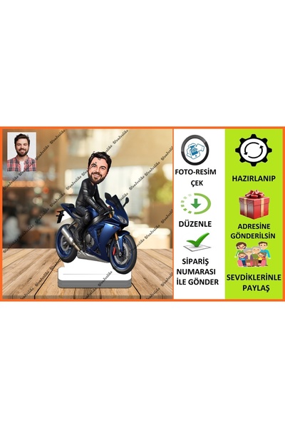 wonderlike Bay Motorcu Karikatür Biblo,Sevgiliye Hediye,Doğum Günü Hediyesi