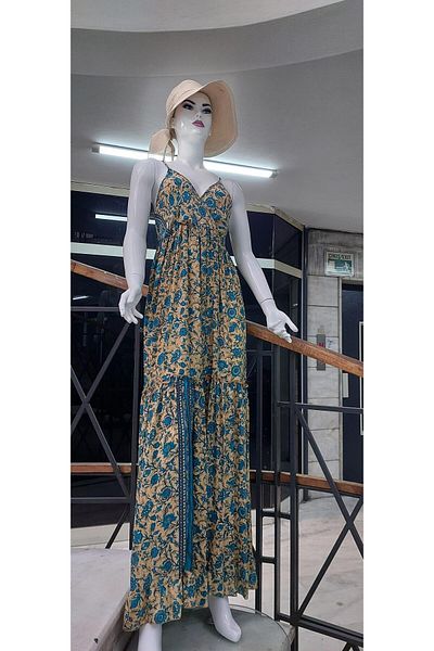 EREN STYLE Κομψό μπλε μεταξωτό φόρεμα με λουράκι που κρατά δροσερό
