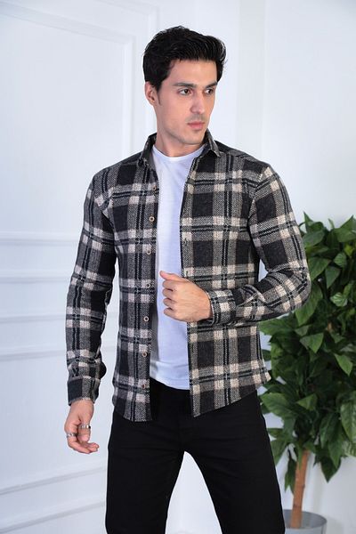 jack carisma Гъвкава и удобна мъжка риза Lumberjack - SLIM FIT плетена
