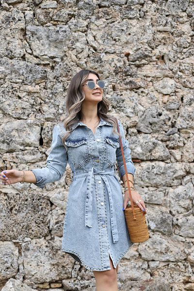 bytugcekaya Μπλε τζιν φόρεμα με καρφιά