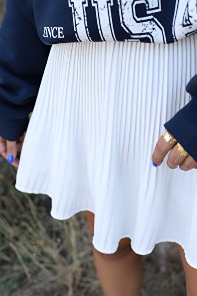 bytugcekaya Beyaz Fırfır Şort Etek