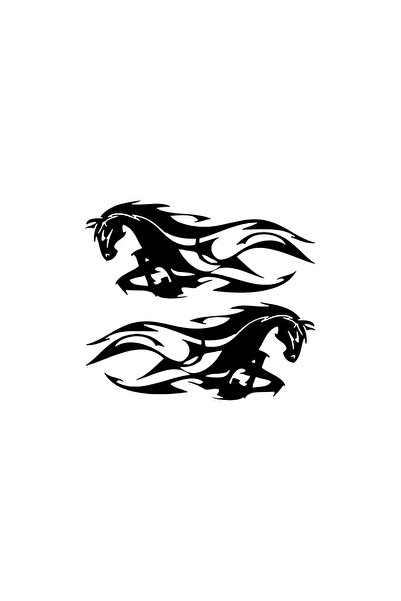 Generic Brand ملصق جديد مخصص للسيارات من Flaming Horse باللون الأسود مقاس 30 ...