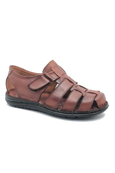 KOCAMANLAR 100% Genuine Leather Full Orthopedic Men's Sandals Taba