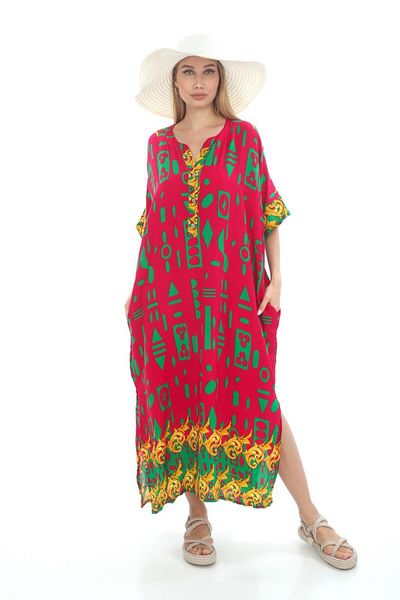 Bohem Stil ZARIN BUTTON DETAILED LONG DRESS WITH BUTTON DETAIL