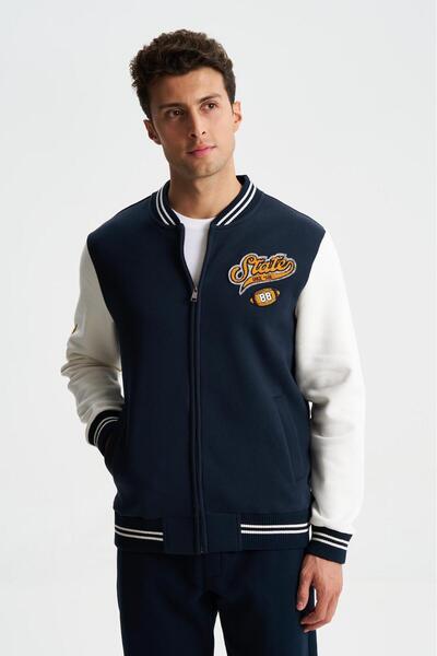 Arma Men's Printed Cotton College Coat - Stand Collar, Pocket Sweatshirt K 28264650401