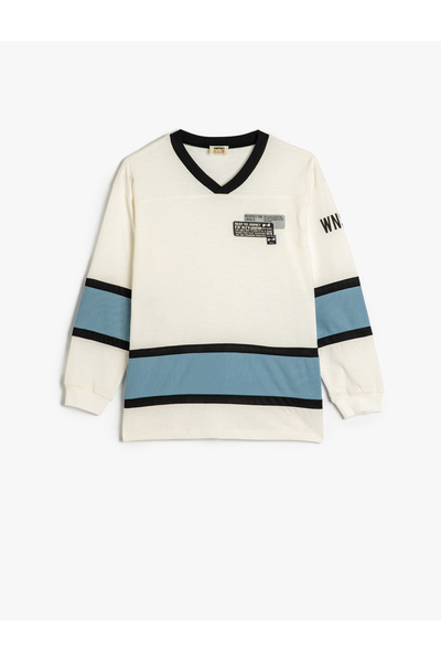 Koton White Boy's Long Sleeve T-Shirt