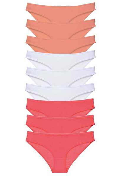 CT STONES 9 Pieces Super Eco Set Lycra Women's Slip Panties Powder White Fuchsia