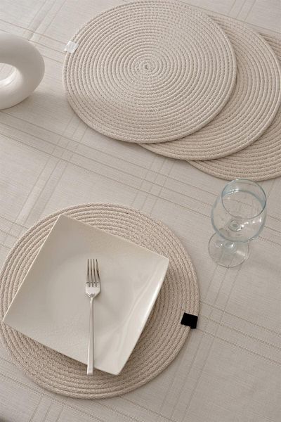 FAVORA 4-Piece Jute Rope Charger Wicker American Service - Cream