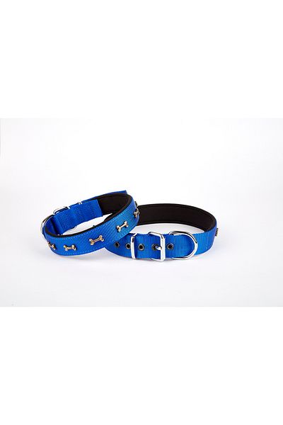 K&A Soft Bone Patterned Dog Collar 2 cm X 40 cm Blue