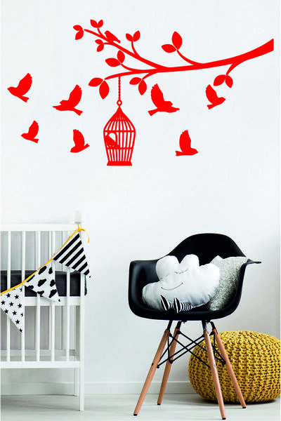 Beta Moda Hub ملصق حائط على شكل طيور 110x60 سم