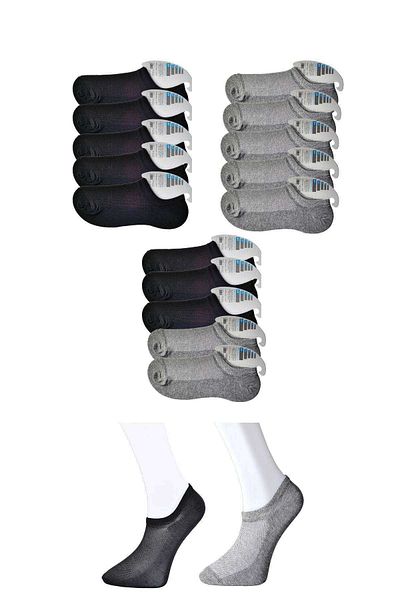 Royaleks Black and Gray Men's Invisible Socks 15 pairs