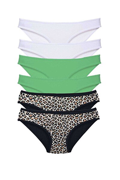 Generic Brand Γυναικεία εσώρουχα Lycra 6 τεμαχίων Leopard Λευκό Πράσινο