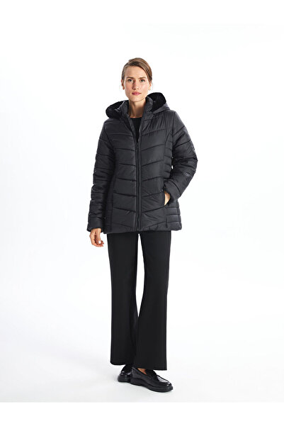 LC Waikiki Black Hooded Women's Puffer Jacket