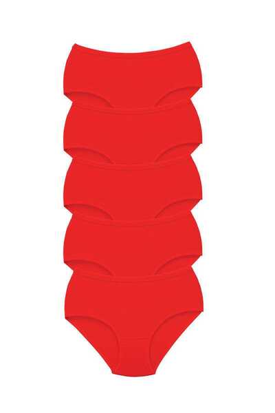 Royaleks 5 τεμάχια Tutku Γυναικεία Ψηλόμεση Μπάτο Χοντρά Λαστιχένια Σλιπ Κόκκινα