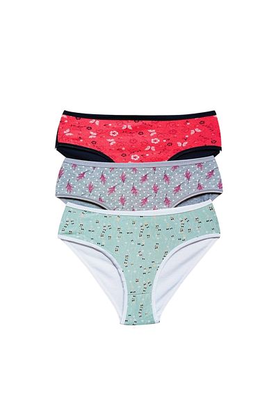 Ethab Ticaret Cotton Wide Brim Lycra Patterned Bato Women's Panties 3 Pack Set1