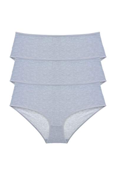 teknoparkx 3 Pieces Women's High Waist Bato Panties Gray