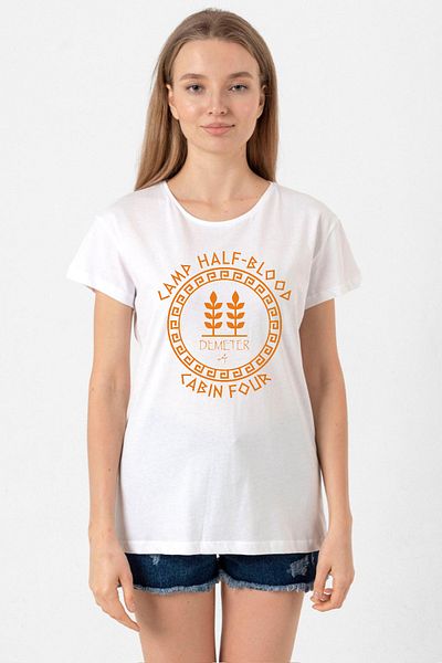 Tshirthane White Women's Bicycle Collar T-Shirt - Camp Half Blood Artemis