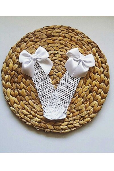 toyigoo جوارب شبكية بيضاء بطول الركبة للفتيات مع فيونكة