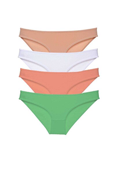 CT STONES 4 Pieces Super Eco Set Lycra Women's Slip Panties Skin White Powder Green